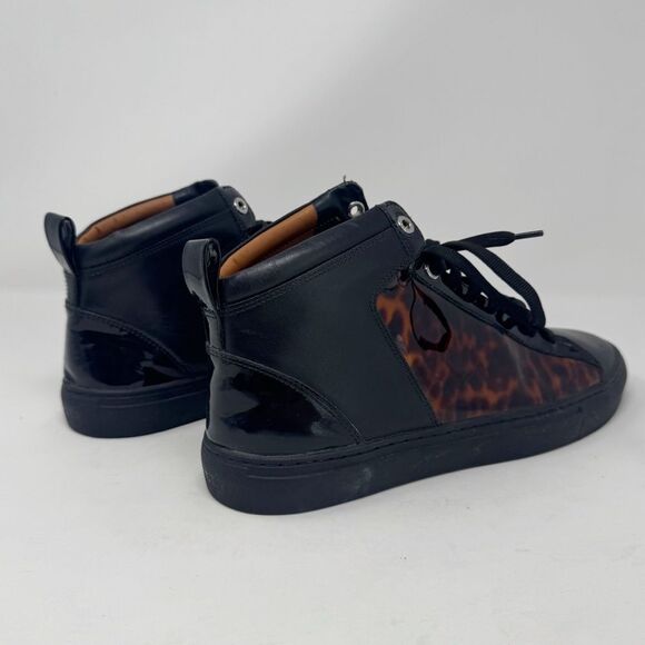 BALLY | Turtle Brown Calf Patent Black High Top Designer Sneakers Men’s Size 8 - Picture 7 of 11